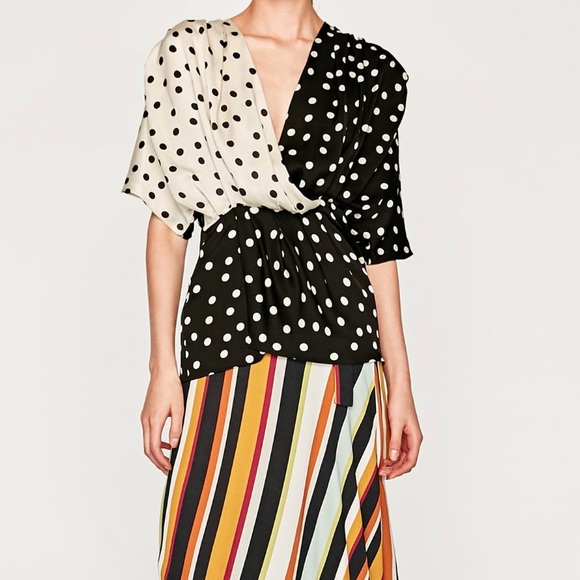 polka dot combined top zara